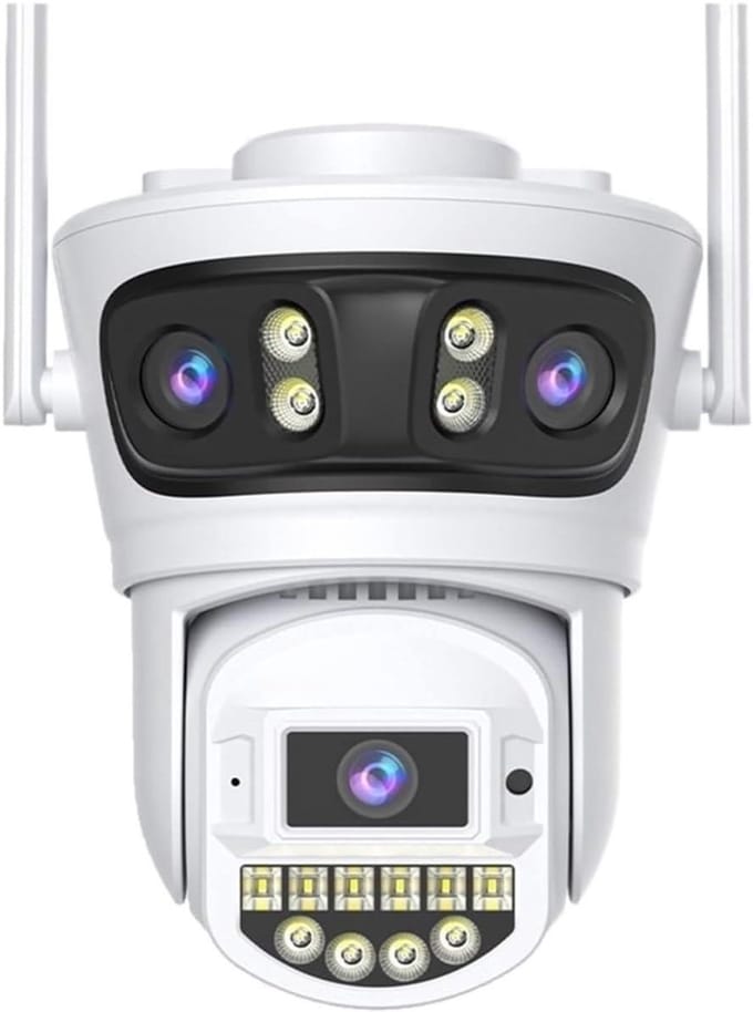 Beveiligingscamera - Wifi Camera - Buiten Bewaken - Drie Lenzen - 15MP 8K - Wit