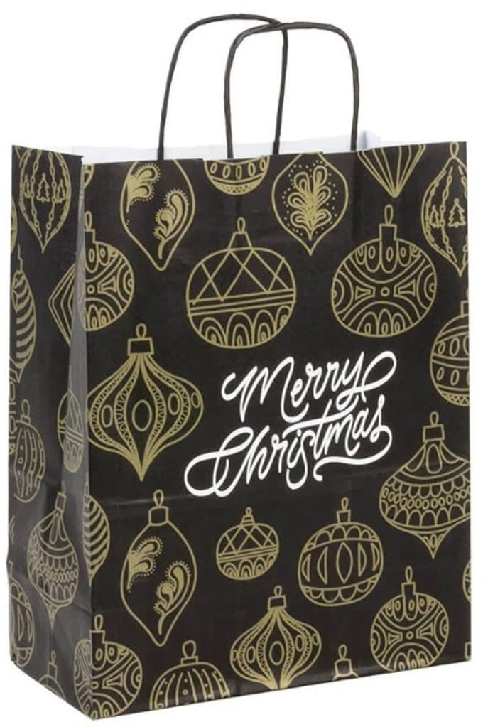5 Cadeautassen - Kerst - Zwart - Goud - A4