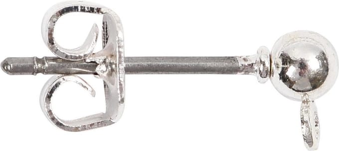Oorsteker, L: 13 mm, verzilverd, 100 stuk/ 1 doos