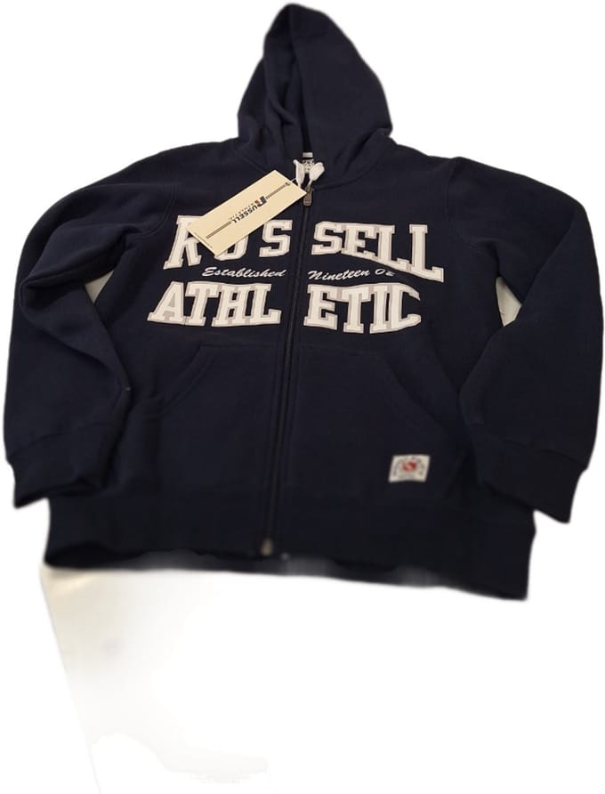 RUSSELL ATHLETIC/ KIDS/ HOODY/ LONG ZIP/NAVY/ BLEU APLIC/128