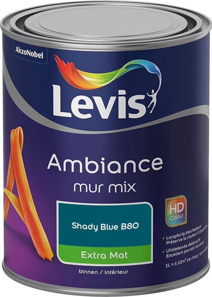Levis - Ambiance Mur Extra Mat Mix - Shady Blue B80 - Mengverf - 1 L