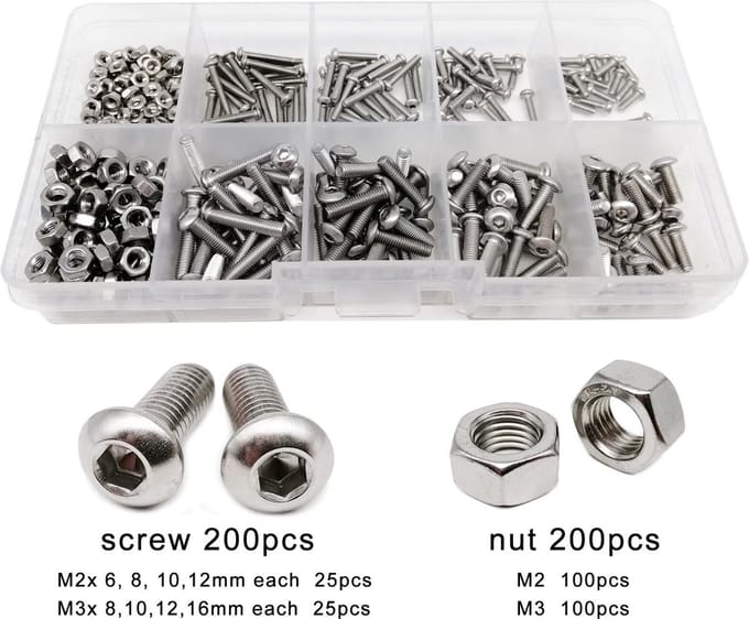 WiseGoods Luxe Moeren / Bouten & Schroeven Set - Klussen - RVS Hobby Gereedschap - Tool Handwerken - Houtbewerking - M2-M16 400st