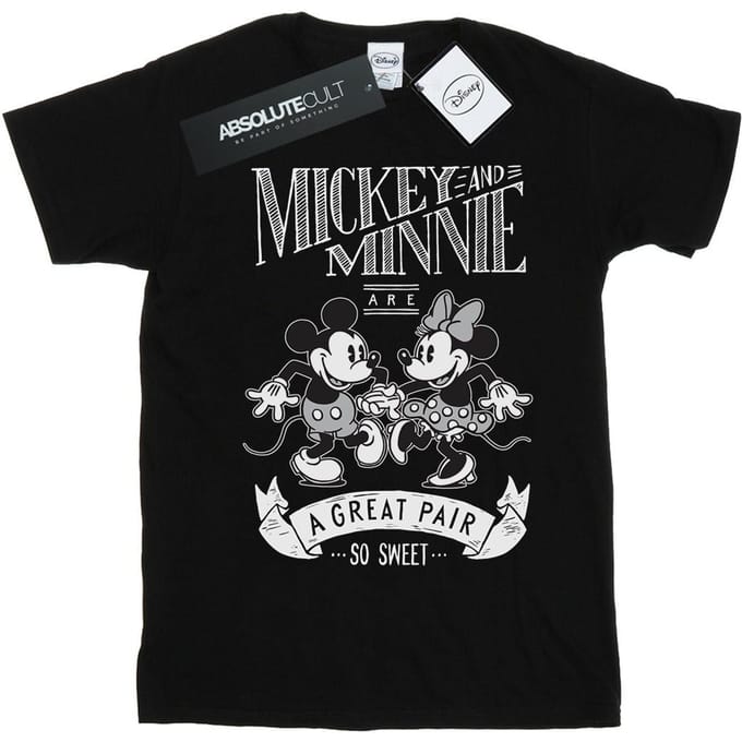 Disney Heren Mickey en Minnie Mouse Geweldig Paar T-shirt (Zwart)