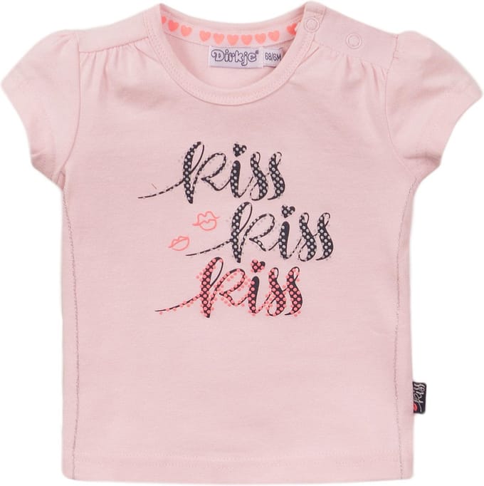 Dirkje - T shirt meisjes KISS - pink - maat 68