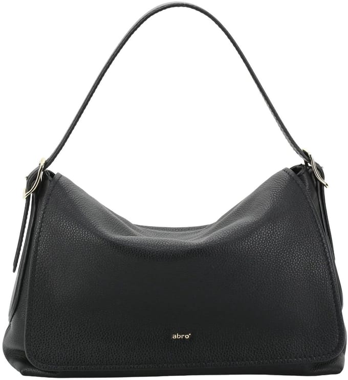 abro schoudertas Leather Agave Shoulder Bag Carina Black / Gold zwart