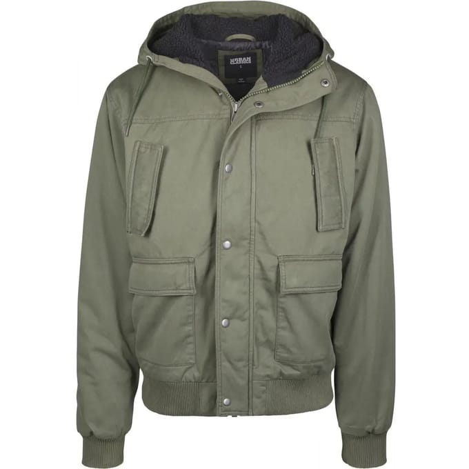 Urban Classics - Hooded Cotton Winterjas - M - Groen