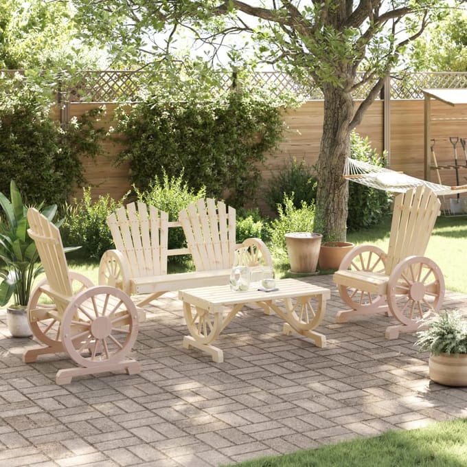 vidaXL - 4-delige - Loungeset - massief - vurenhout