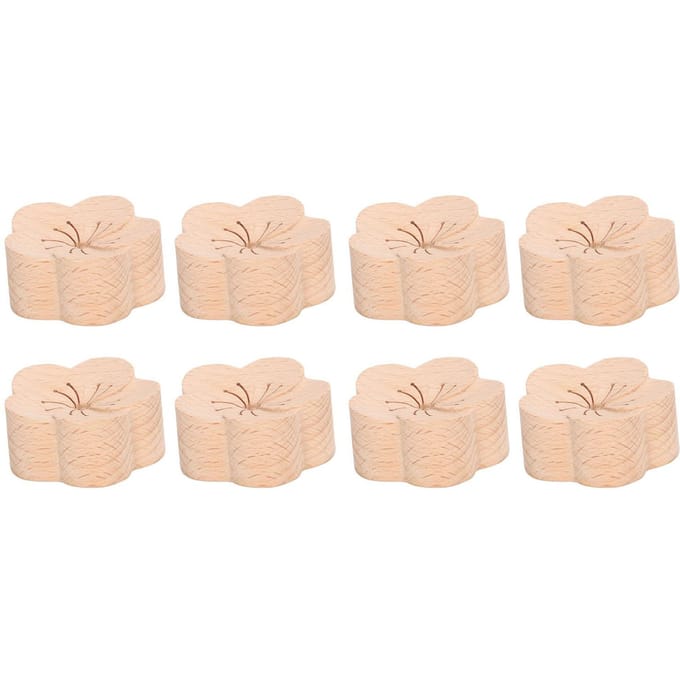 8 Stuks Essentiële Olie Auto Diffuser Pruimenbloem Vorm Natuurlijk Klein Compact Beukenhout Aroma Auto beige