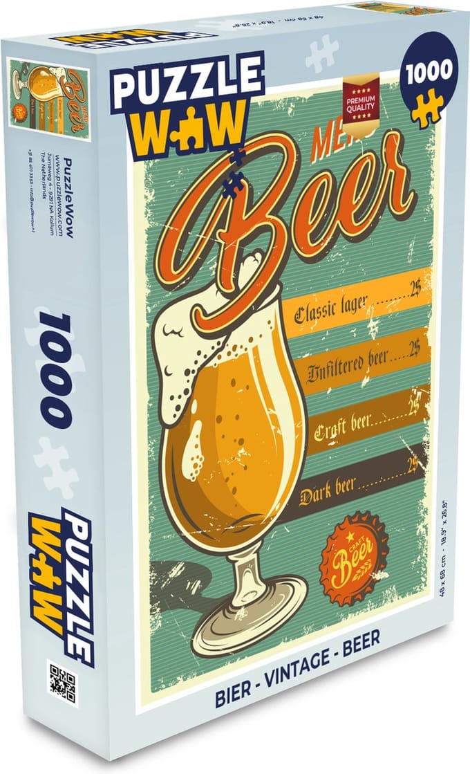 Puzzel Quotes - 'Menu beer' - Spreuken - Legpuzzel - Puzzel 1000 stukjes volwassenen