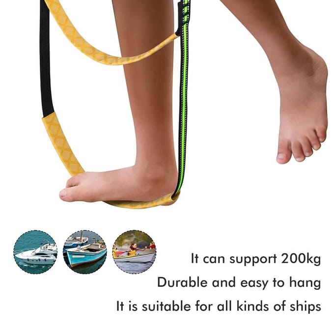 3-Staps Boot Touwladder Nylon Webbing Instapladder Draagbare Vis Touwladder voor Opblaasbare gray