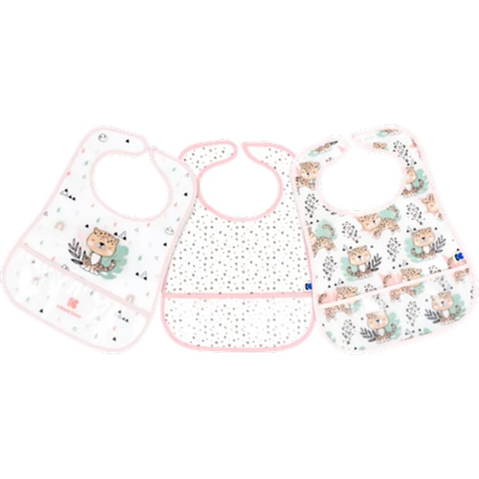 Kikka Boo Eva Terry Bib With Catcher - Savanna Pink - 3 stuks