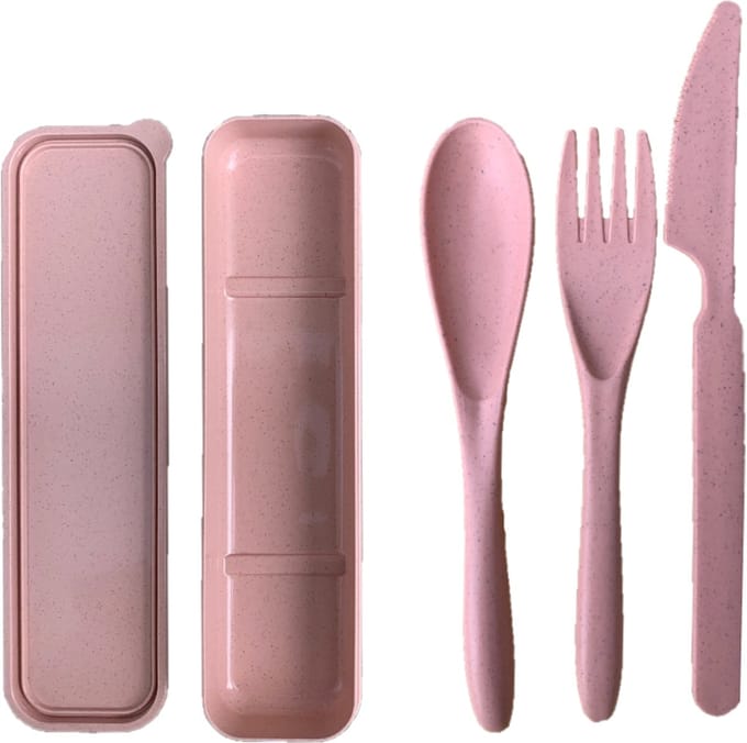 Bio-based Bestekset | Roze | Biologisch Afbreekbaar | Vaatwasserbestendig | Duurzaam Campingbestek