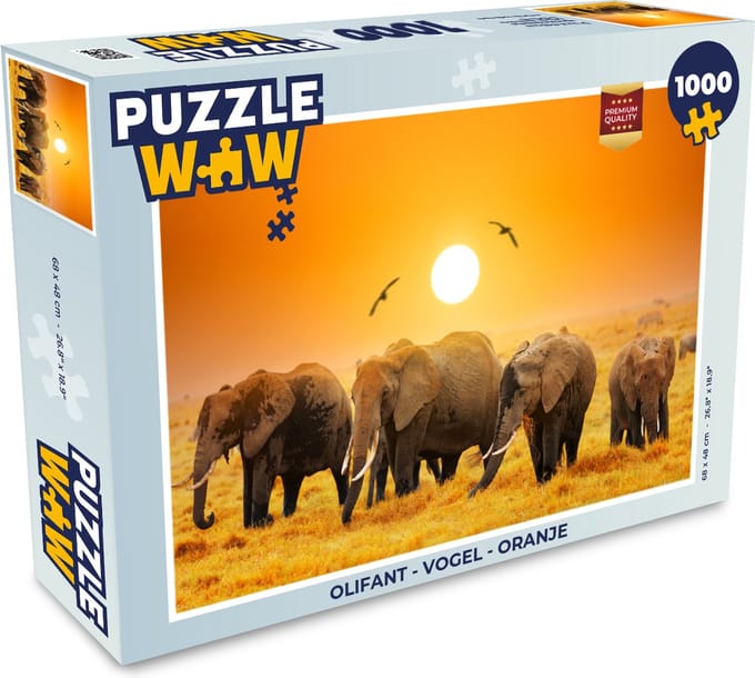 Puzzel Olifant - Vogel - Oranje - Legpuzzel - Puzzel 1000 stukjes volwassenen