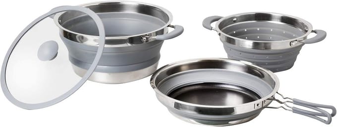 Opvouwbare kookset voor camping, 4-delig, stapelbaar kookgerei
