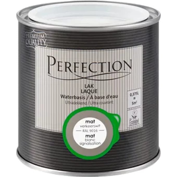 Perfection Houtlak Ultradekkend - Mat - Verkeerswit Ral 9016 - 375ml