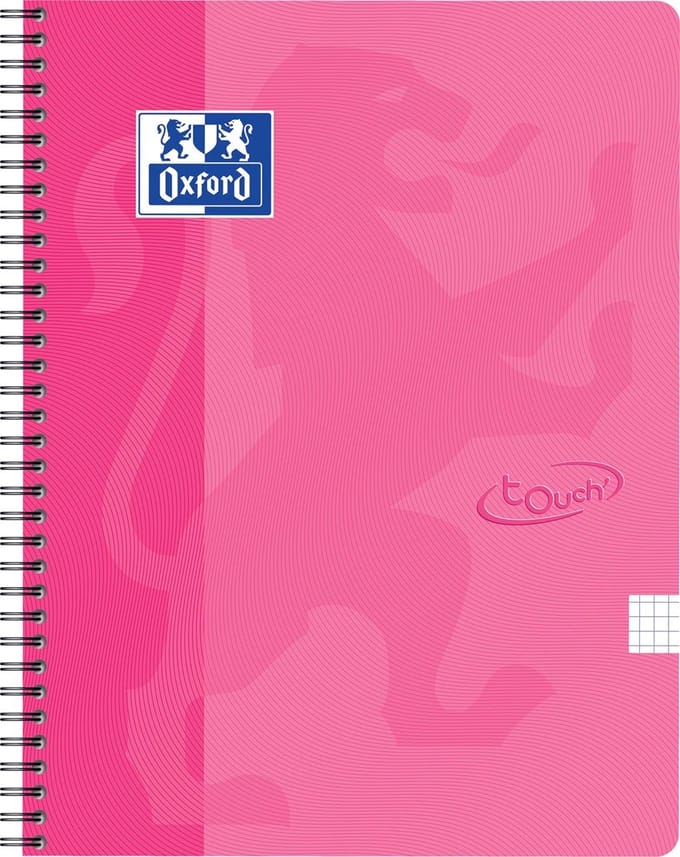 Spiraalblok oxford touch a4 ruit 5mm 70v roze - 5 stuks