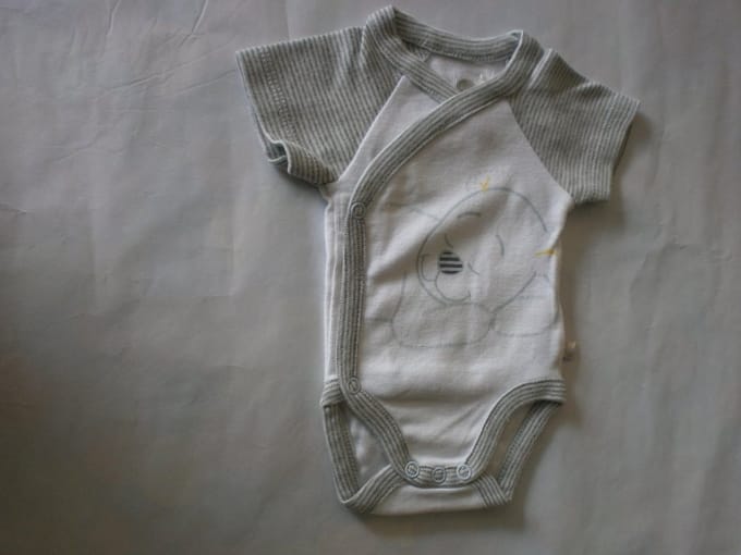 Noukie's- Body - Korte mouw - Unie - Wit / grijst - oom premature 46