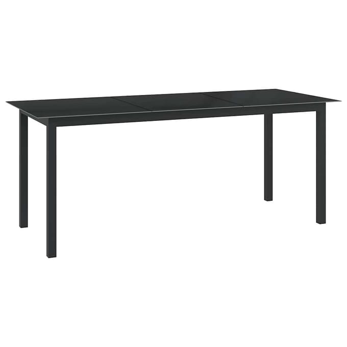 vidaXL - Tuintafel - 190x90x74 - cm - aluminium - en - glas - zwart