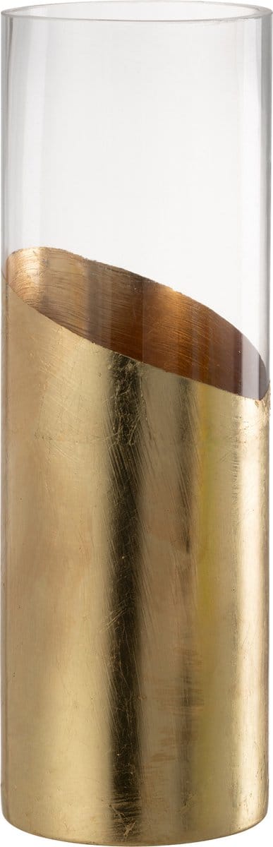J-Line windlicht Moa - glas - transparant/goud - large