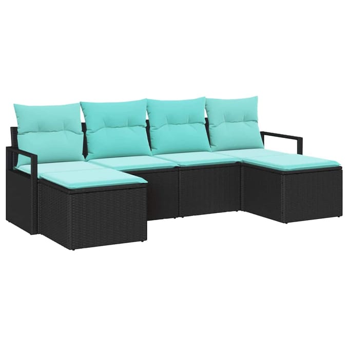 vidaXL Bankstel 6 st Zwart poly rattan