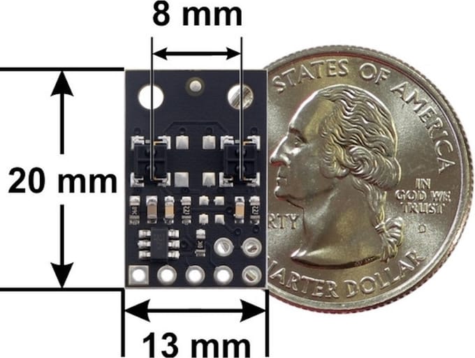 QTRX-MD-02RC Reflectance Sensor Array: 2-Channel, 8mm Pitch, RC Output, Low Current Pololu 4342