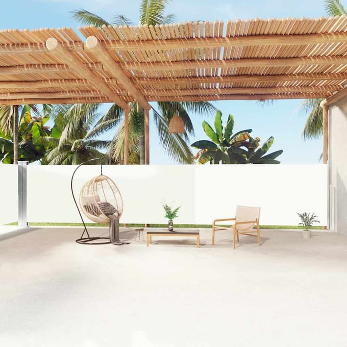 vidaXL - Windscherm - uittrekbaar - 160x1200 - cm - crèmekleurig