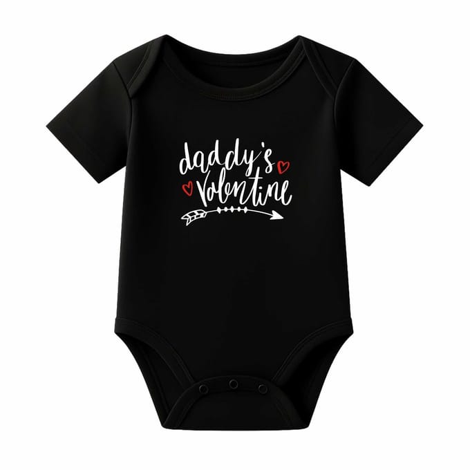 Romper Daddy's Valentine - zwart - 62/68 - korte mouw