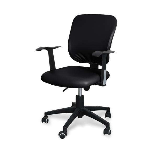 Housse de chaise de bureau en cuir souple, imperméable, en Pu, couvre-dossier de siège, résistant à l'eau, pour ordinateur universal size noir