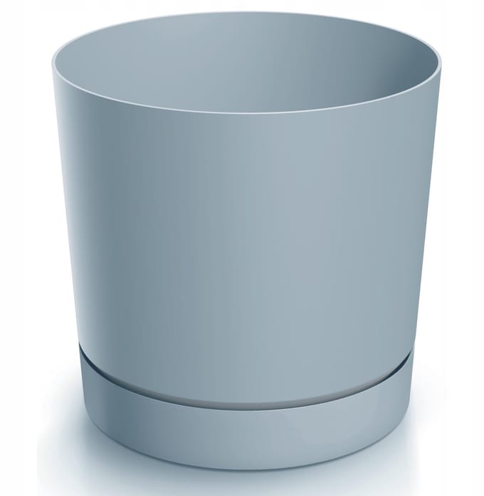 Prosperplast Tubo Serie - Bloempot met Schotel - 19,9 cm - Grijs - Kunststof