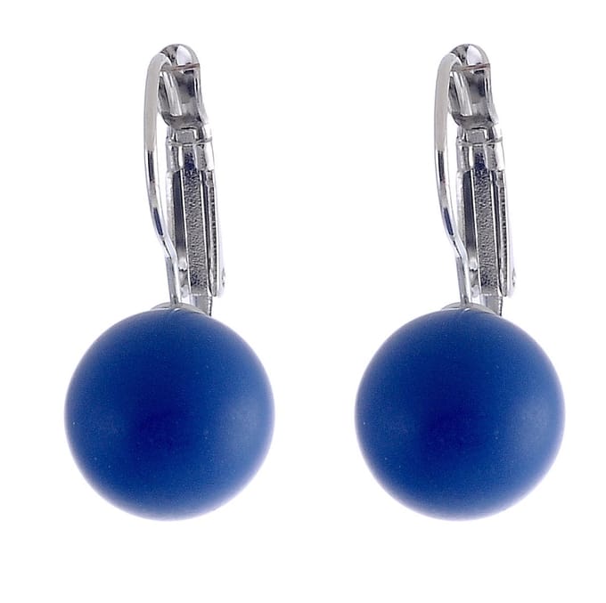 Behave - Oorstekers met Gekleurde Kraal Matte Finish - Blauw