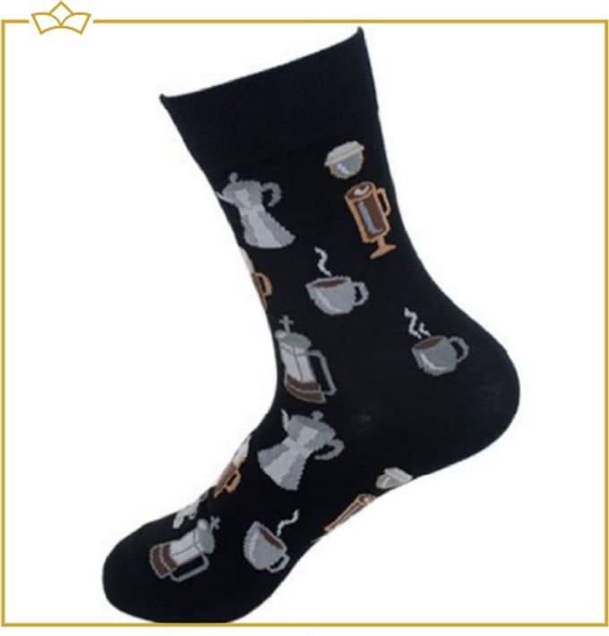 ATTREZZO® Grappige sokken - Koffie - Maat 39-42 - Zwart