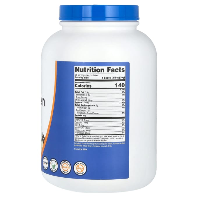 Grasgevoed Whey Eiwit Isolaat, Vanille, 2,268G (5 pond)