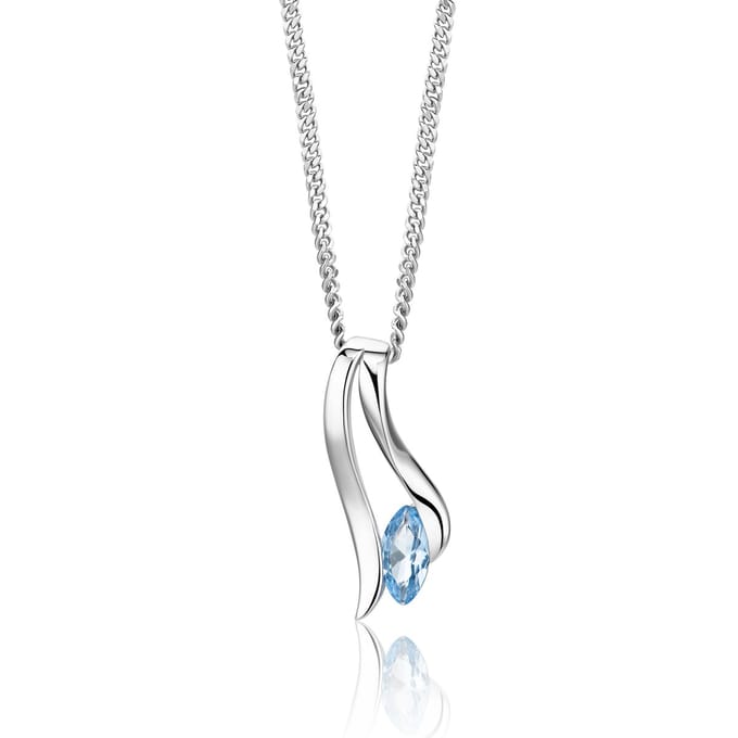 Miore Collier Ketting Dames - Zilver - Blauwe Topaas - Handgemaakte Halsketting - 45 cm