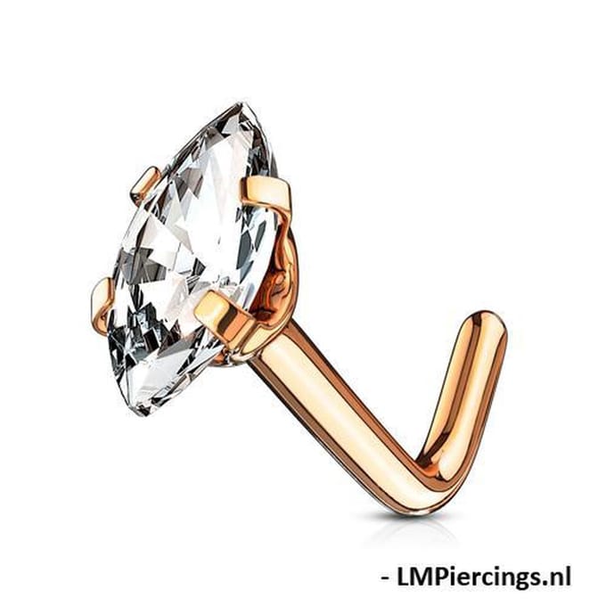 Neuspiercing Marquise ovale steen high quality 0.8x6x2.5 - rose - LMPiercings