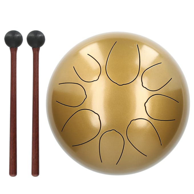 Tambour à languette en acier 8 notes Éthéré Sans souci Sanskrit Hand Pan 10 pouces Instrument de percussion(Or ) beige