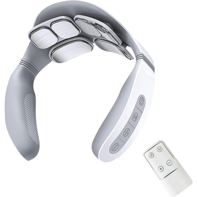 Draagbare elektrische nekmassager Cervicale stimulator voor nekontspanning Pijnbestrijding Verwarmingstherapie 5 wit