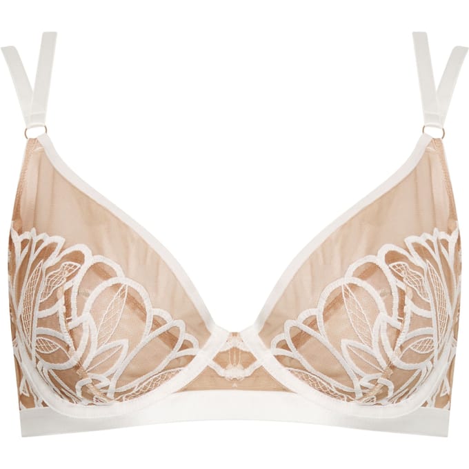 Playful Promises Witte Beha Met Grafisch Bloemenborduursel Size 42E