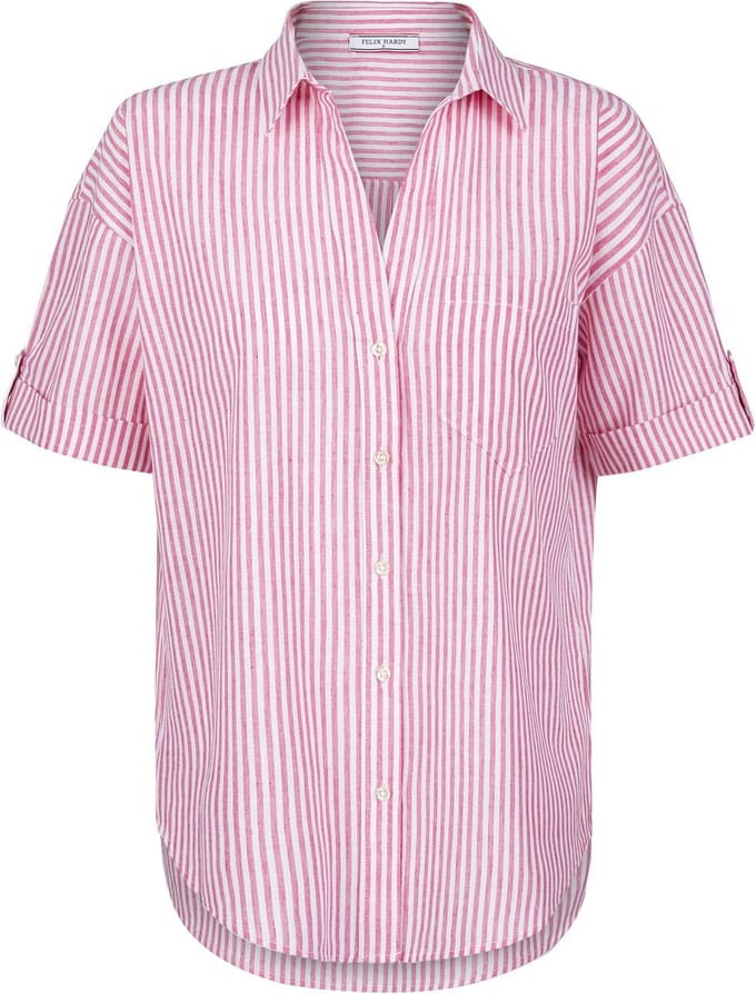 Felix Hardy Overhemd - Blouse - Poplin Katoen Linnen - Korte Mouw Dames Roze - S