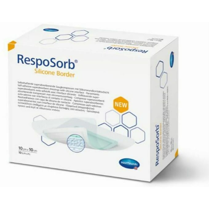 Resposorb Silicone Border absorberend verband 10 x 10 cm 10 stuks