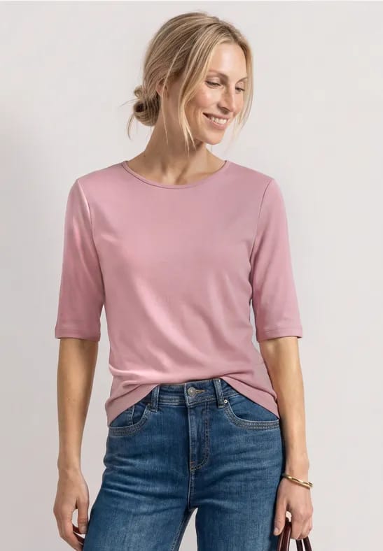 Basic Shirt met ronde hals in Unifarbe