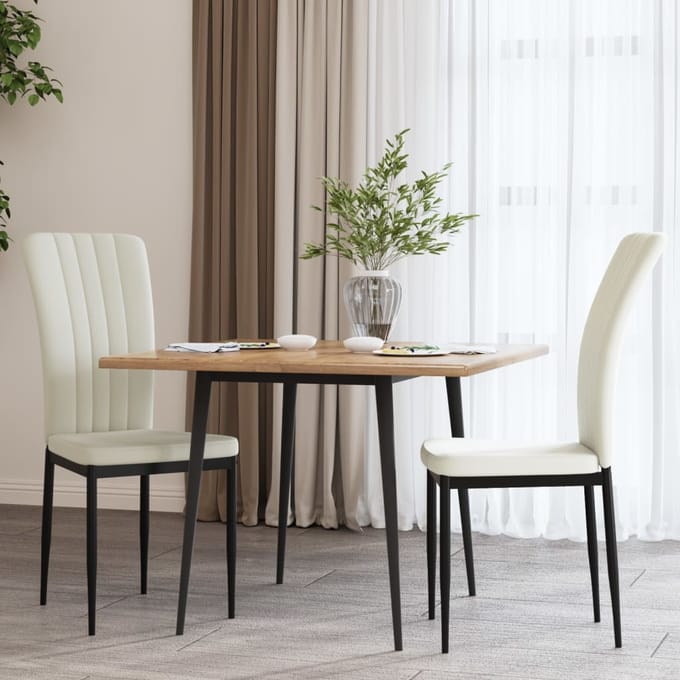 vidaXL - Eetkamerstoelen - 2 - st - fluweel - crèmekleurig