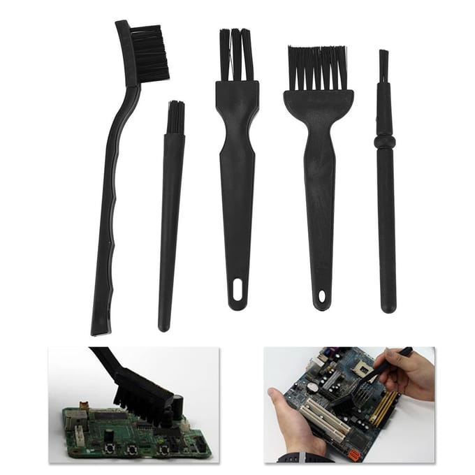 5pcs Portable Anti static Dusting Brush Cleaning Kit For Computer Keyboard Small Space beige
