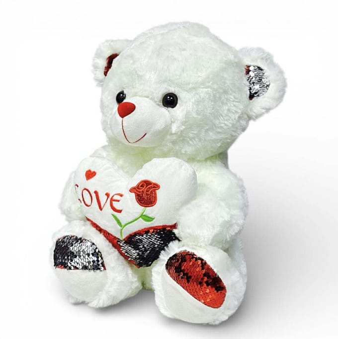 Knuffelbeer Love – 40 cm - Teddybeer - beer met een Hartje - zachte beertje Wit