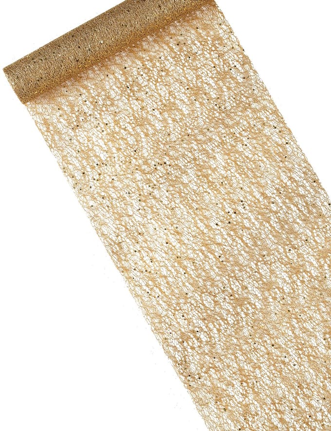 HOBI - Gouden metallic tafelloper met pailletten 28 cm x 5 m