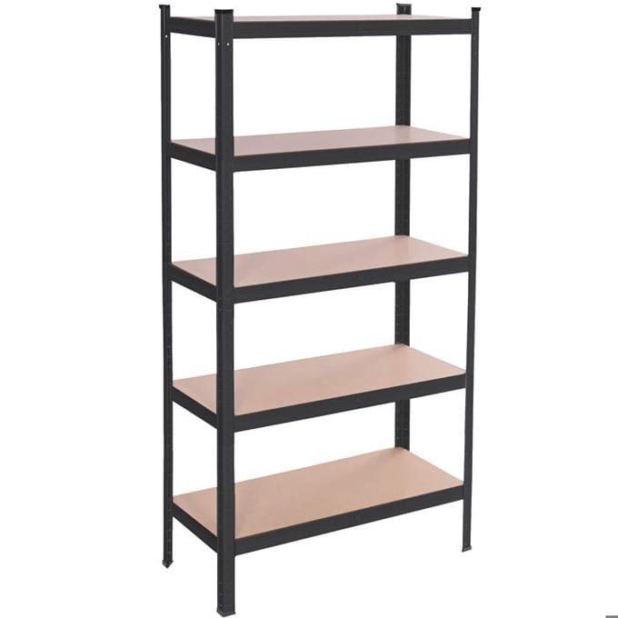 Springos Opbergrek | Stellingkast | Stellingkast Metaal | 675 KG | Zwart | 150 x 75 x 30 cm