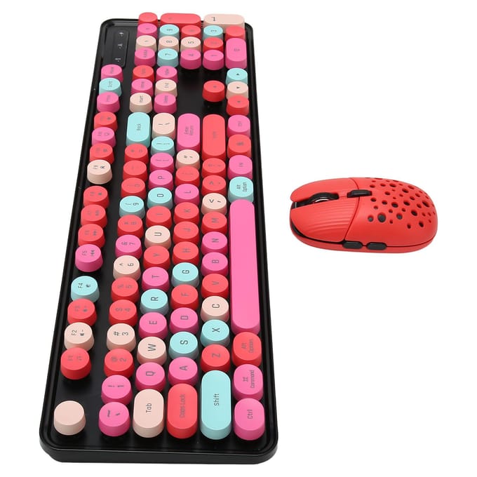Ensemble clavier et souris sans fil 2,4 GHz, clavier rétro punk facile à utiliser avec 3 DPI