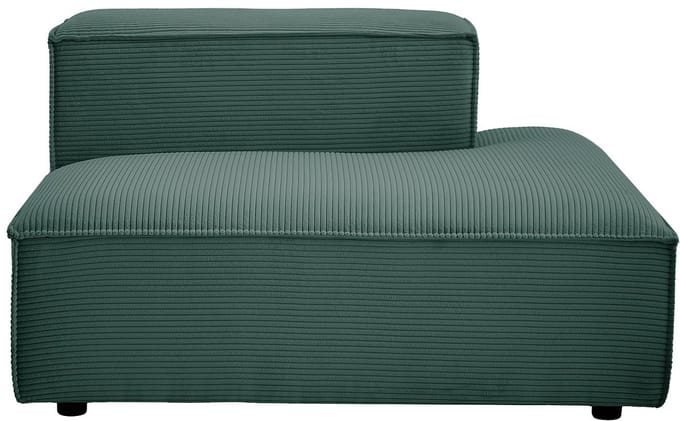 Vente-unique Chaise longue rechts in groen ribfluweel RUZOLO