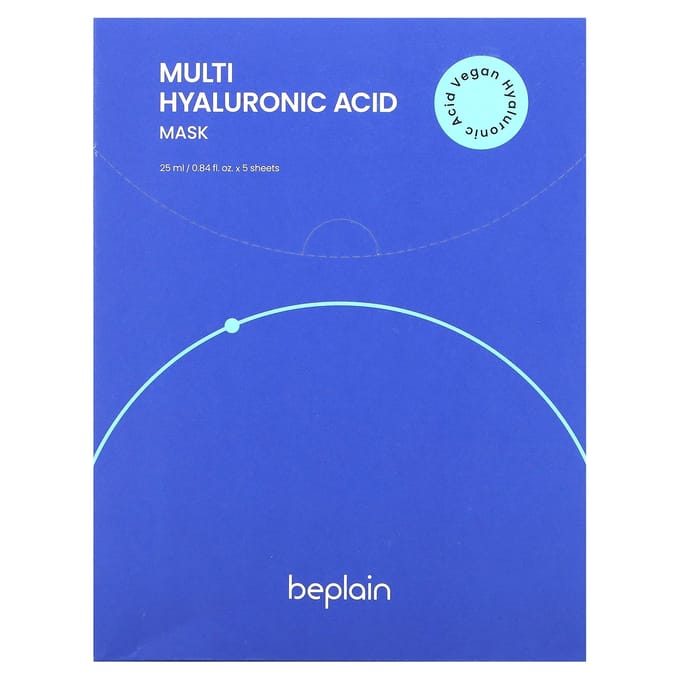 Beplain multi-hyaluronzuur gezichtsmasker, 5 sheetmaskers, 25 ml (0,84 fl oz) white