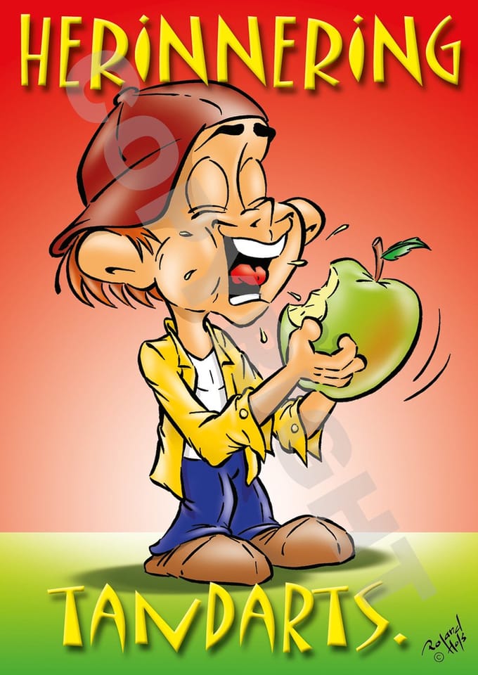Oproepkaart - HERINNERING TANDARTS - Cartoon 'Appel' - 2000 stuks