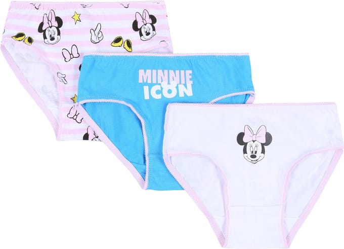 3x Minnie Mouse wit met blauw slipje